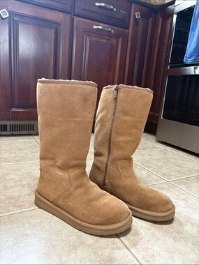 UGG Chestnut Suede Tall Zip-Back Boots